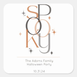 Pegatina Cuadrada Halloween estético modernista y retro fantasmal