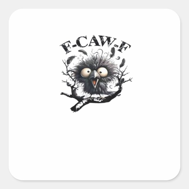 Pegatina Cuadrada Halloween F-Caw-F Bird Cool Unique (Anverso)