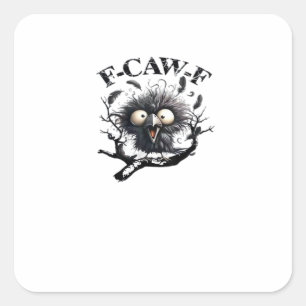 Pegatina Cuadrada Halloween F-Caw-F Pájaro Cool Único