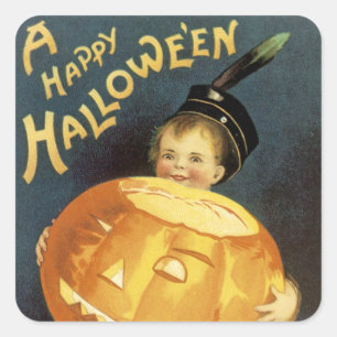 Pegatina Cuadrada Halloween feliz
