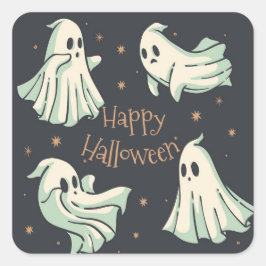 Pegatina Cuadrada Halloween Ghost Spooktacular Happy Halloween