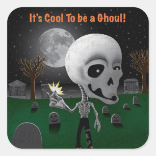 Pegatina Cuadrada Halloween Ghoul