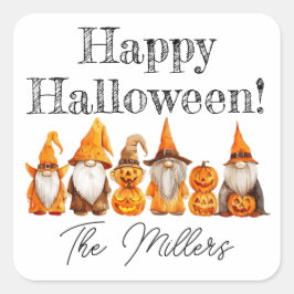 Pegatina Cuadrada Halloween Gnomes