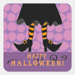 Pegatina Cuadrada Halloween Graciosas Piernas Brujas