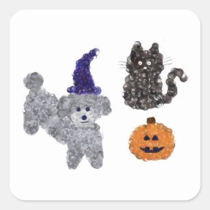 Pegatina Cuadrada Halloween Gray Poodle #1 Pegatinas