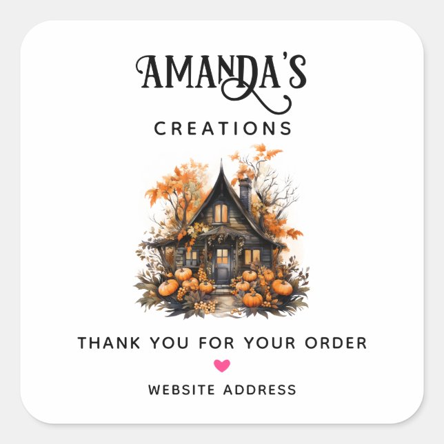 Pegatina Cuadrada Halloween Halloween de la casa de Hauned con las c (Anverso)