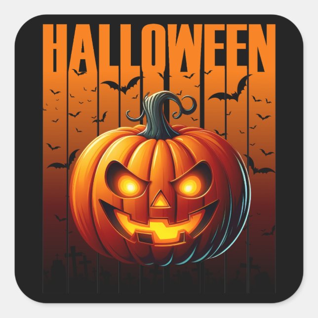 Pegatina Cuadrada Halloween Havoc - Jacks and Bats (Anverso)