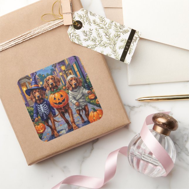 Pegatina Cuadrada Halloween irlandés de truco o tratamiento para el  (Regalar)