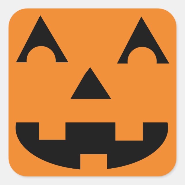 Pegatina Cuadrada Halloween Jack O Lantern Pumpkin Face (Anverso)