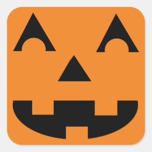 Pegatina Cuadrada Halloween Jack O Lantern Pumpkin Face