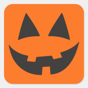 Pegatina Cuadrada Halloween Jack-O-Lantern Pumpkin Sihouette2