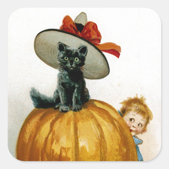 Pegatina Cuadrada Halloween Kitty (Anverso)