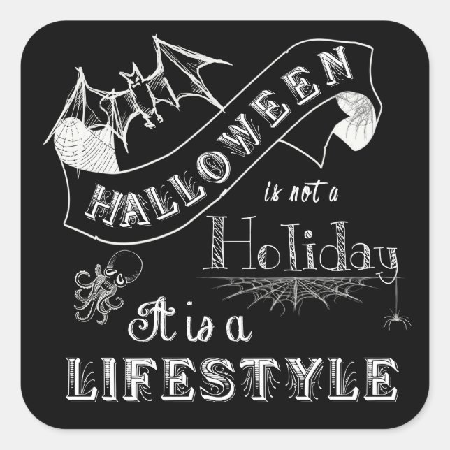 Pegatina Cuadrada Halloween Lifestyle Chalk Art (Anverso)