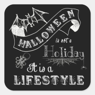 Pegatina Cuadrada Halloween Lifestyle Chalk Art
