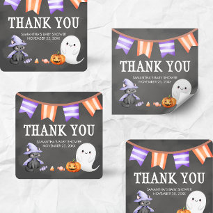 Pegatina Cuadrada Halloween Little Boo Ghost Baby Shower
