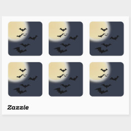 Pegatina Cuadrada Halloween Luna Completa Con Bats