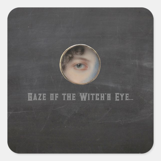 Pegatina Cuadrada Halloween Macabre Creepy Witch Eye (Anverso)