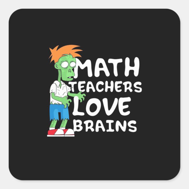 Pegatina Cuadrada Halloween Math Teacher Love (Anverso)