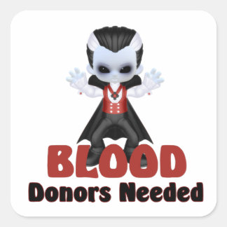 Pegatina Cuadrada Halloween necesita donantes de sangre de vampiros