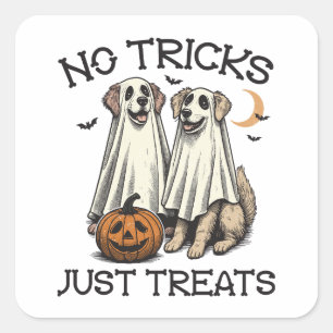 Pegatina Cuadrada Halloween No hay trucos solamente trata a perros f