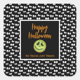 Pegatina Cuadrada Halloween ojos espeluznantes galleta verde sin tru