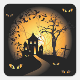 Pegatina Cuadrada Halloween - Ojos inquietantes vigilándote