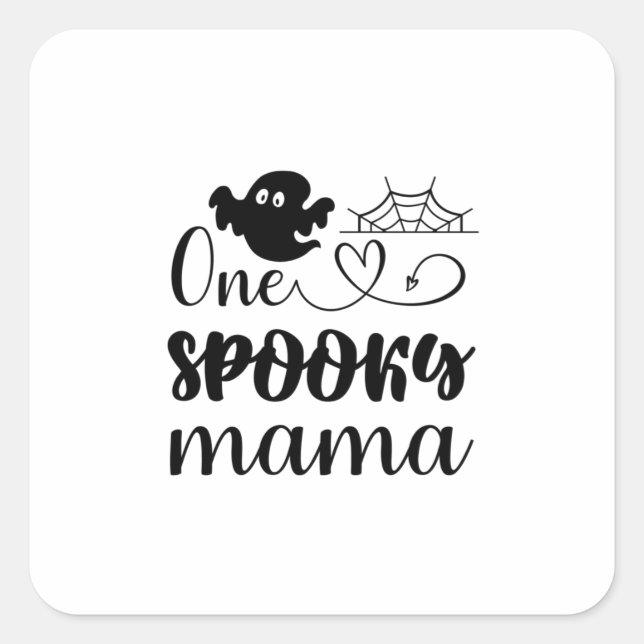 Pegatina Cuadrada Halloween One Spooky Mama Birthday (Anverso)