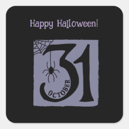 Pegatina Cuadrada Halloween Personalizado Whimsical Funny Morado Mod