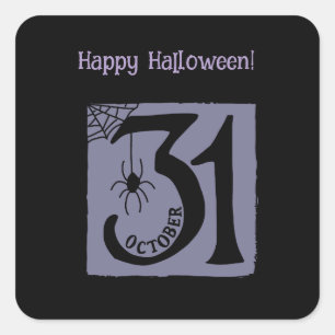 Pegatina Cuadrada Halloween Personalizado Whimsical Funny Morado Mod