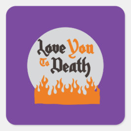 Pegatina Cuadrada Halloween Personalizado Whimsical Funny Morado Mod