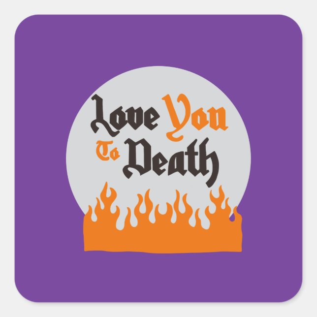 Pegatina Cuadrada Halloween Personalizado Whimsical Funny Morado Mod (Anverso)