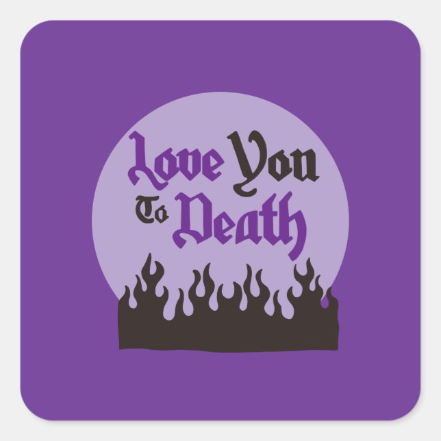 Pegatina Cuadrada Halloween Personalizado Whimsical Funny Morado Mod (Anverso)