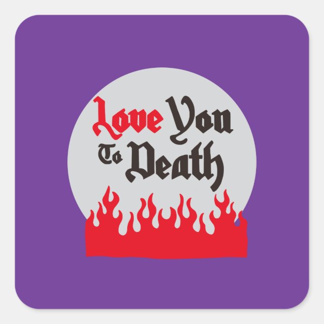 Pegatina Cuadrada Halloween Personalizado Whimsical Funny Morado Mod (Anverso)