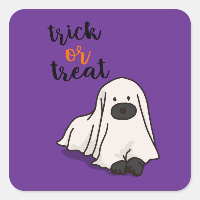 Pegatina Cuadrada Halloween Personalizado Whimsical Funny Morado Mod (Anverso)