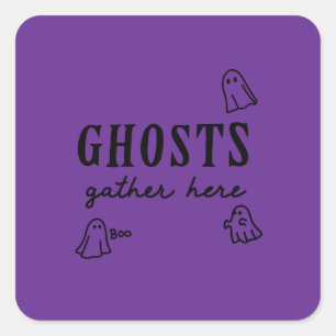 Pegatina Cuadrada Halloween Personalizado Whimsical Funny Morado Mod