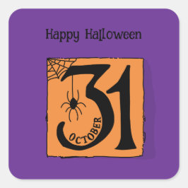 Pegatina Cuadrada Halloween Personalizado Whimsical Funny Morado Mod