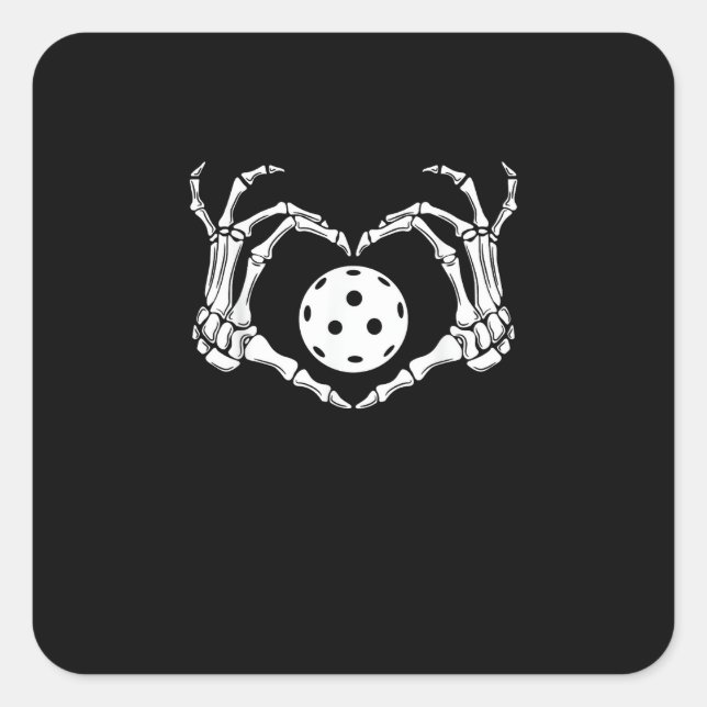 Pegatina Cuadrada Halloween Pickle Skeleton Heart Hands (Anverso)