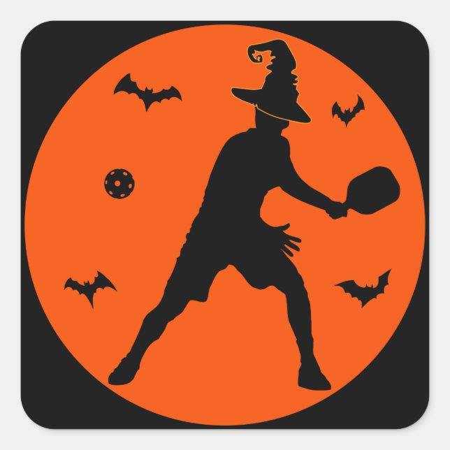 Pegatina Cuadrada Halloween Pickleball (Anverso)