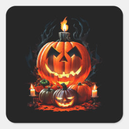 Pegatina Cuadrada Halloween Scary Pumpkin