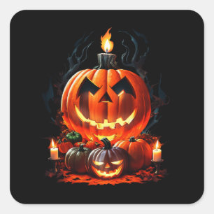 Pegatina Cuadrada Halloween Scary Pumpkin