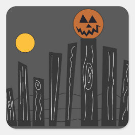 Pegatina Cuadrada Halloween scene on square stickers.