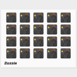 Pegatina Cuadrada Halloween scene on square stickers.
