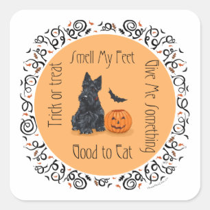 Pegatina Cuadrada Halloween Scottish Terrier