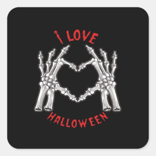 Pegatina Cuadrada Halloween Skeletal Manos Manos Divertidas divertid