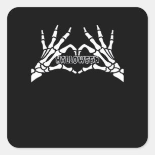 Pegatina Cuadrada Halloween - Skeleton Hands Heart