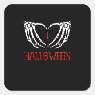 Pegatina Cuadrada Halloween Skeleton manos formando el corazón gótic