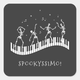 Pegatina Cuadrada Halloween Skeletons Maestro de música Spooky Rewar