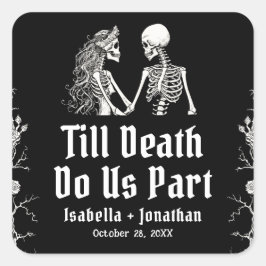 Pegatina Cuadrada Halloween Skeletons Till Death Do Us Part Wedding