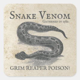 Pegatina Cuadrada Halloween Snake Venom Antique Apothecary