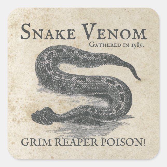 Pegatina Cuadrada Halloween Snake Venom Antique Apothecary (Anverso)
